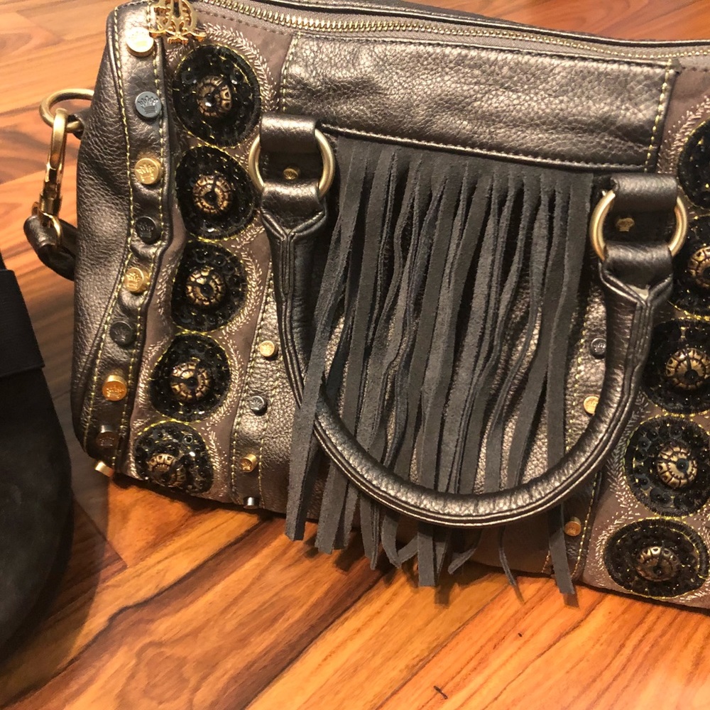 Rare Christian Audigier Fringe Purse Black